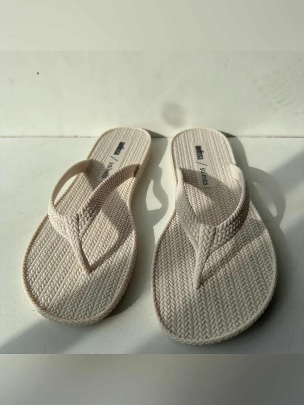 Melissa Cream Woven Thong Sandals
